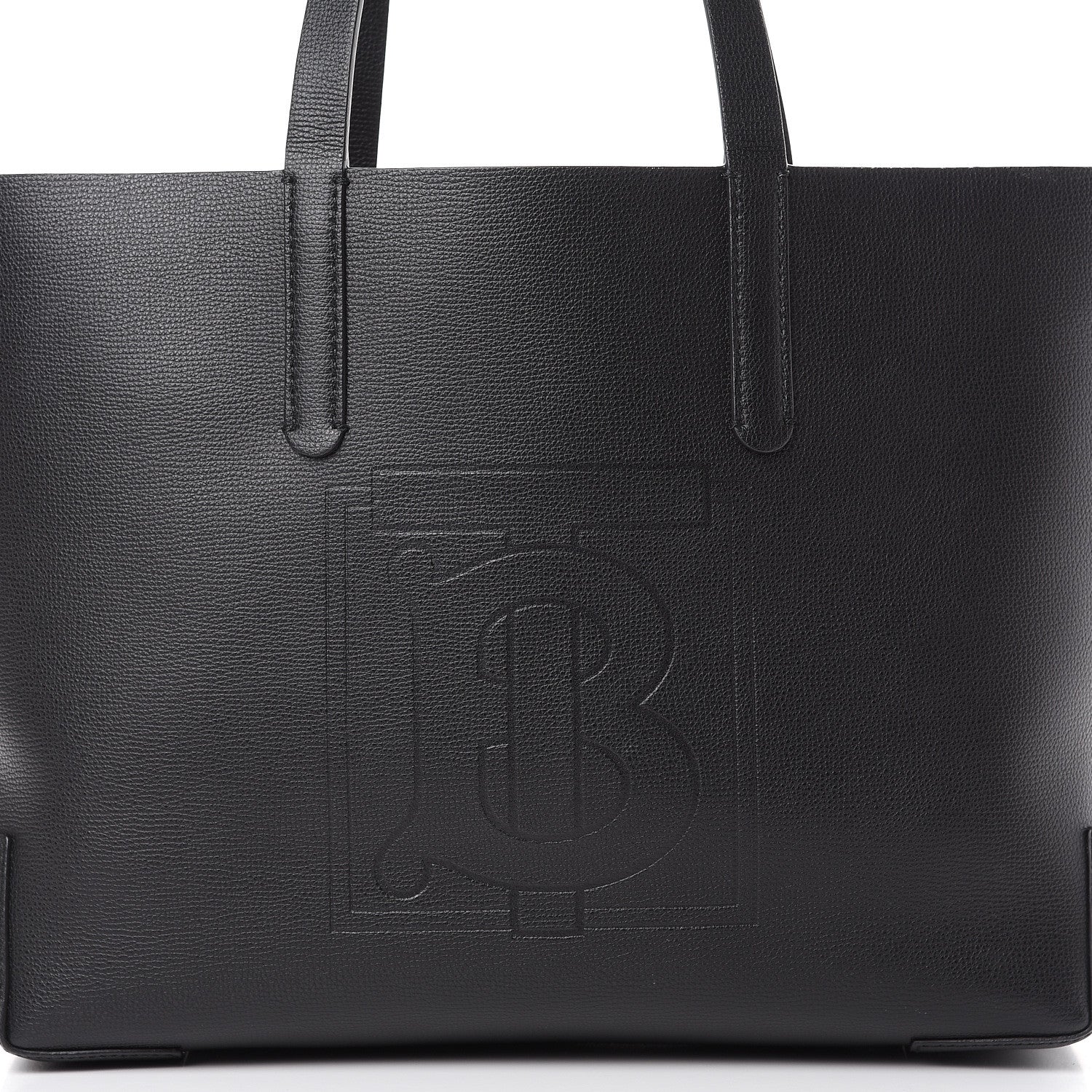 Burberry Calfskin TB Motif Embossed Medium Tote Black 6 of 9