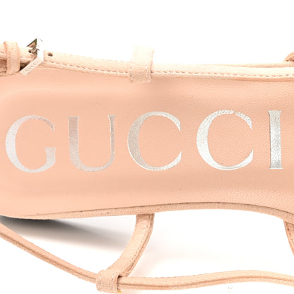Gucci Suede Mesh Crystal GG Monogram Slingback Ballet Flats 37 Light Powder Skin Rose 8 of 12