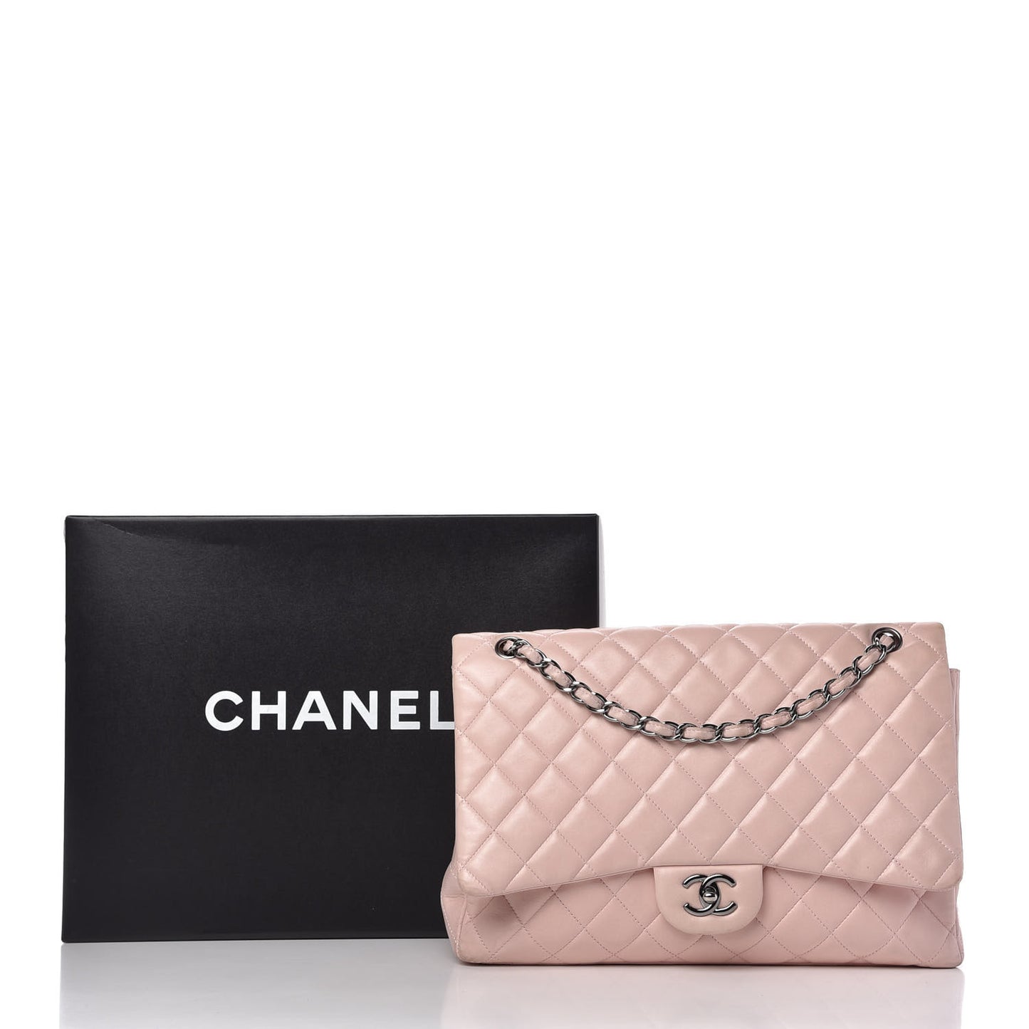 Lambskin Quilted Maxi Single Flap Pink