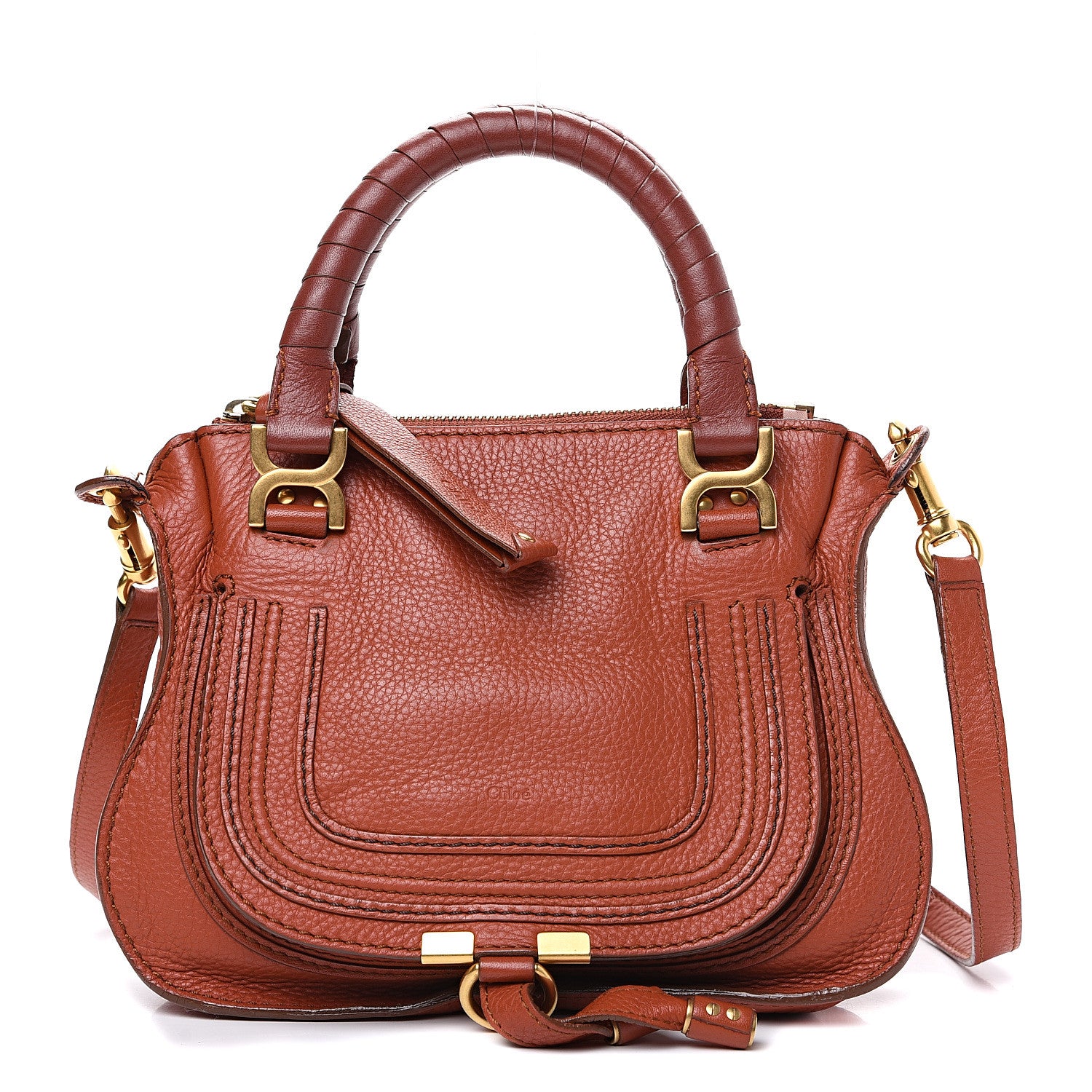 Chloe Calfskin Baby Marcie Satchel Whiskey 1 of 11