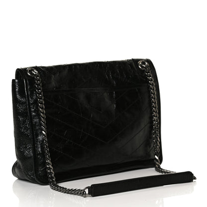 Saint Laurent Crinkled Calfskin Matelasse Monogram Medium Niki Chain Satchel Black 3 of 14