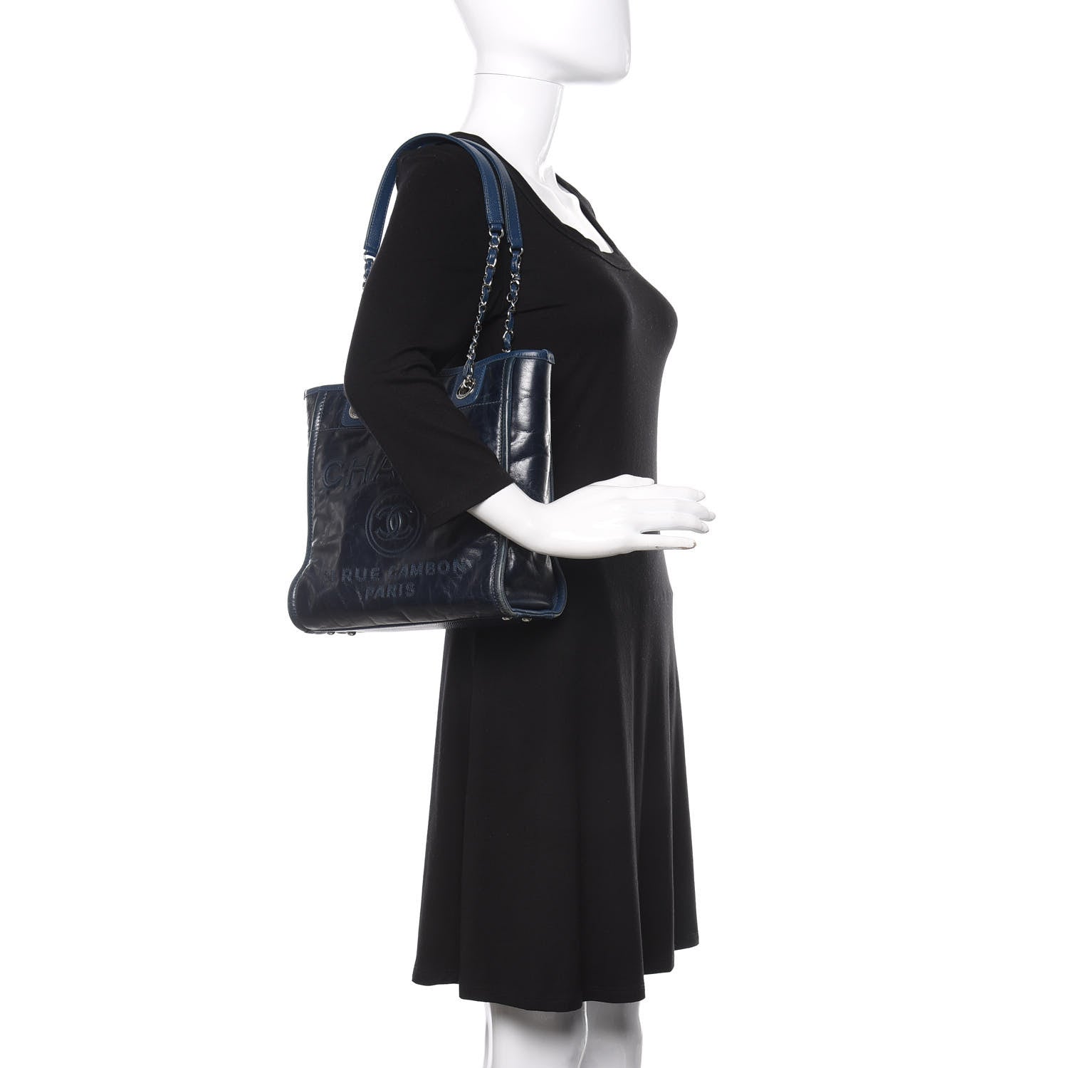 Chanel Glazed Calfskin Mini Deauville Tote Blue 2 of 13