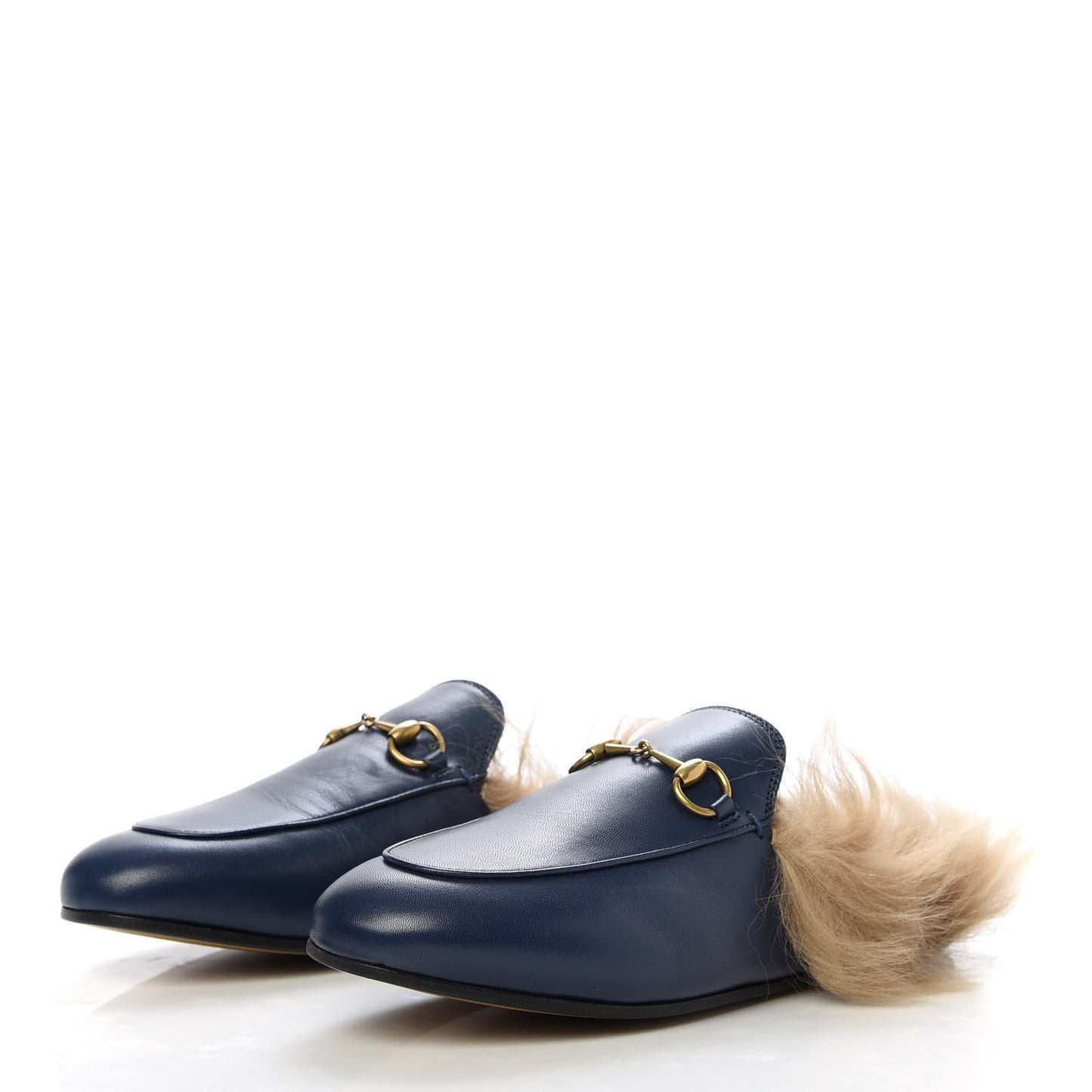 Malaga Kid Fur Womens Princetown Slippers 38 Blue Agata