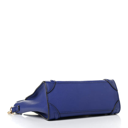Celine Drummed Calfskin Nano Luggage Indigo 3 of 4
