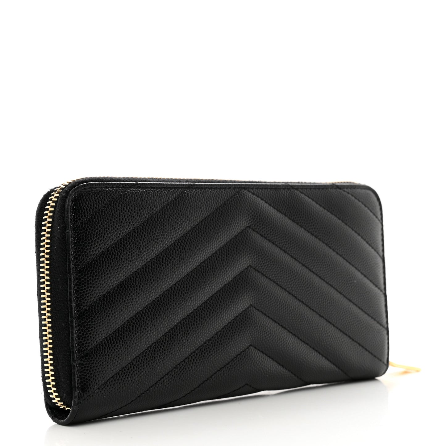 Grain De Poudre Matelasse Chevron Monogram Zip Around Wallet Black