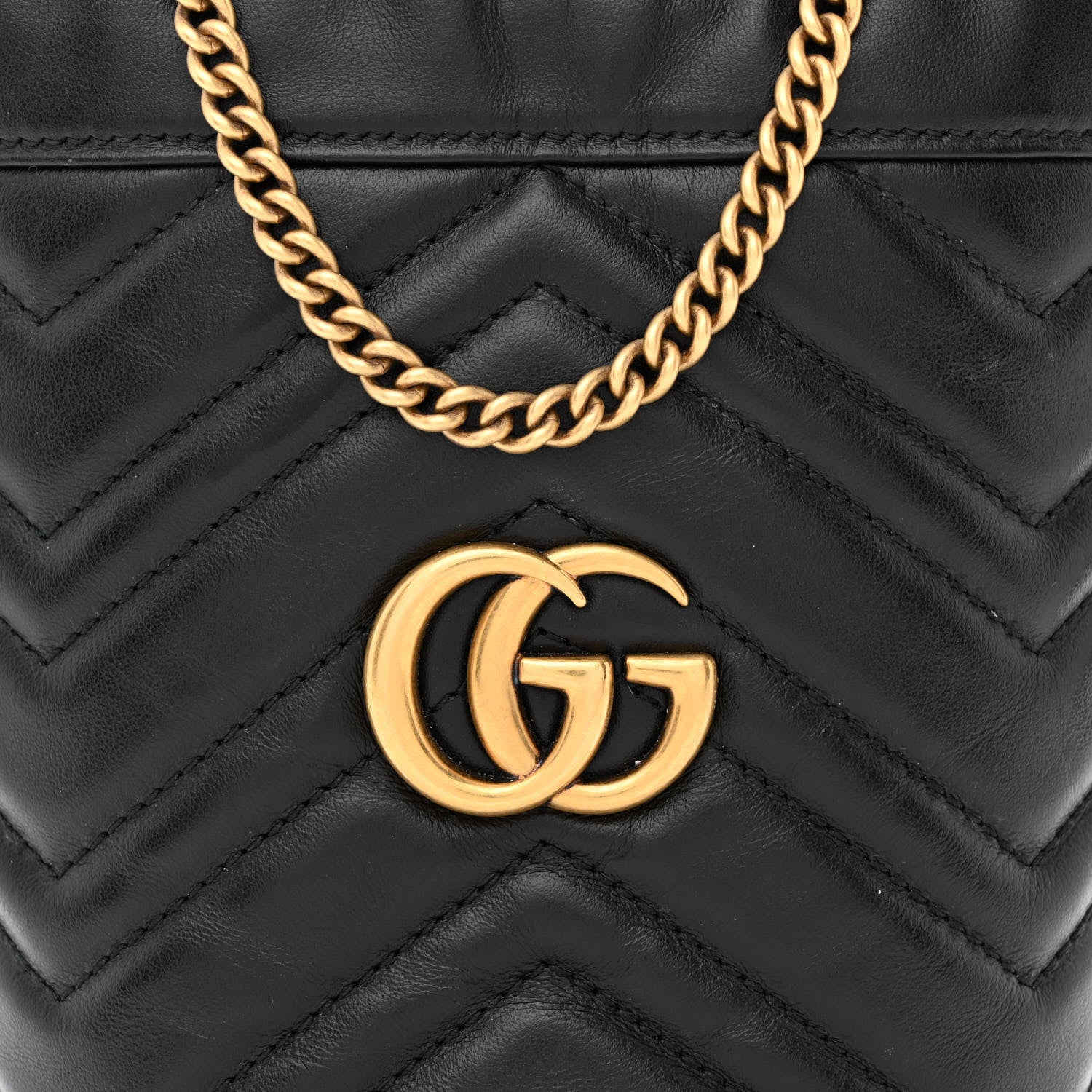 Gucci Calfskin Matelasse Mini GG Marmont 2.0 Bucket Bag Black 8 of 11