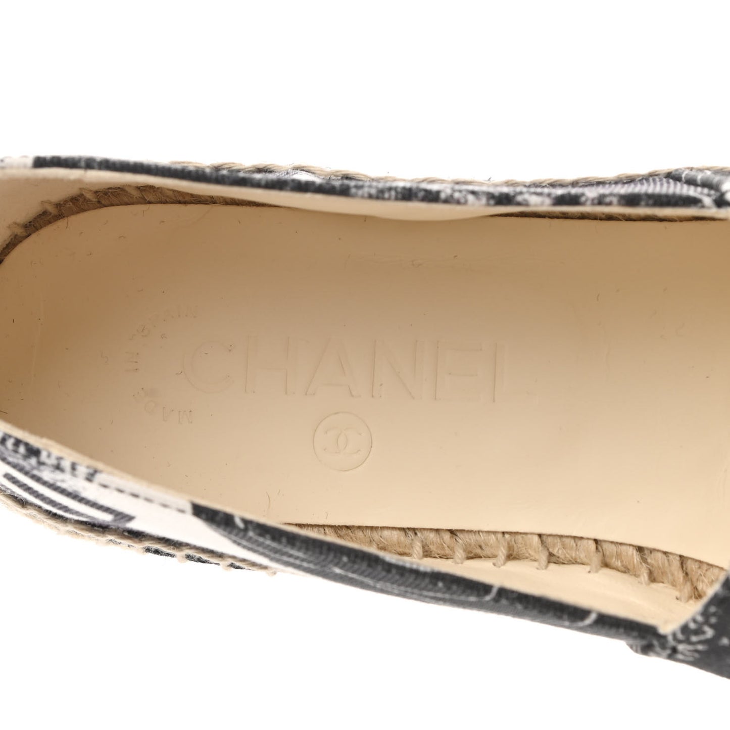 Printed Canvas Grosgrain 31 Rue Cambon Espadrilles 38 Black White