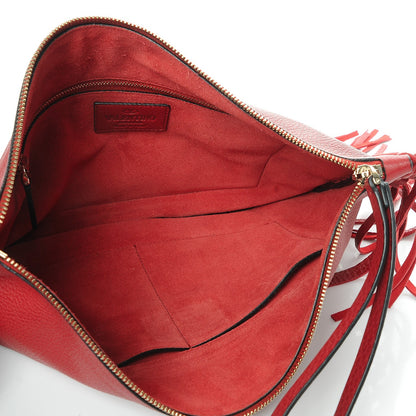 Valentino Garavani Calfskin Rockee Fringe Clutch Red 5 of 7