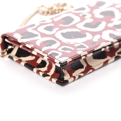 Gucci Patent Leopard Print Betty Chain Wallet Brick Red Black 4 of 9