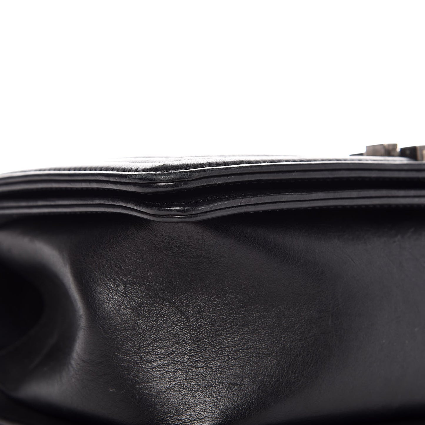 Calfskin Double Stitch Medium Boy Flap Black
