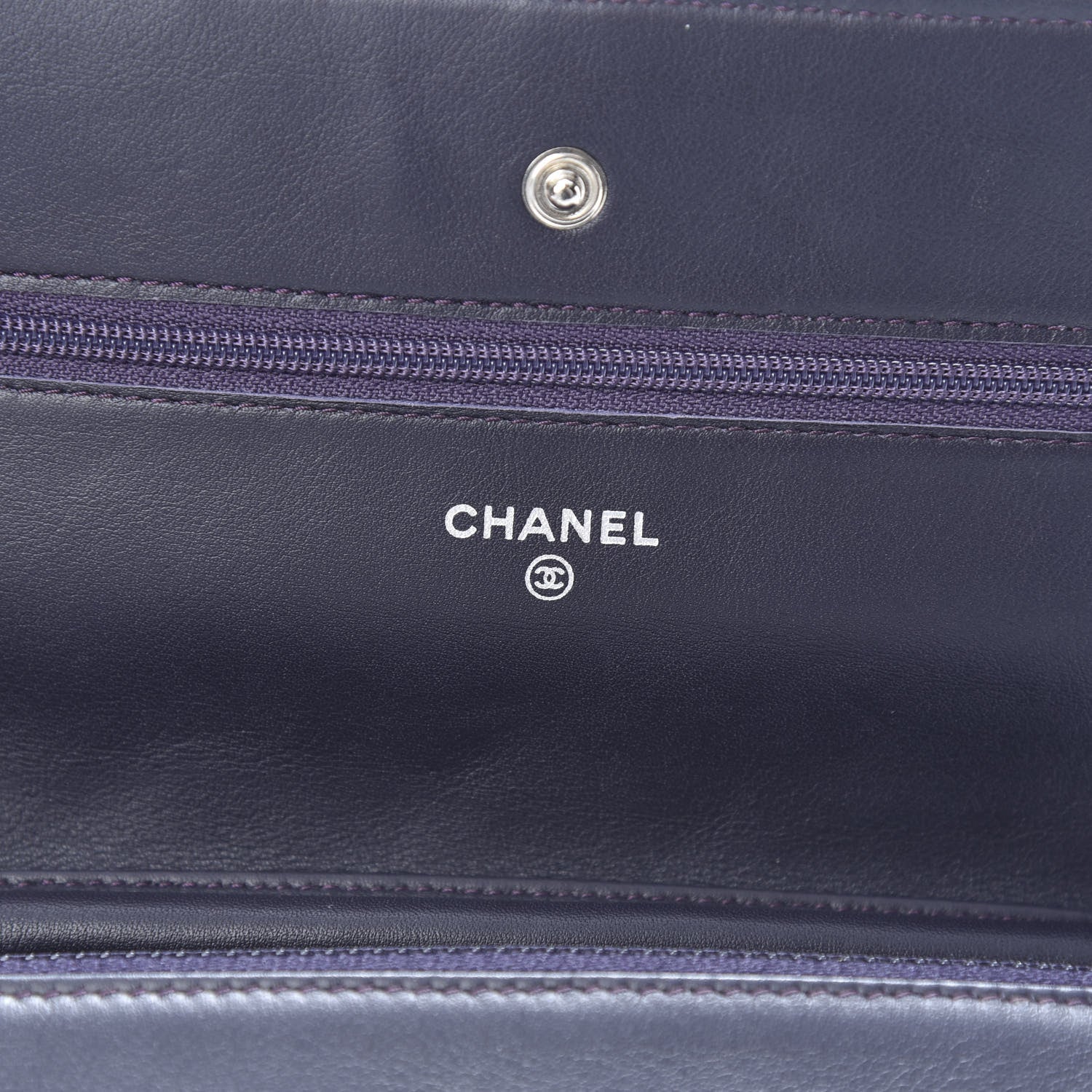 Chanel Patent Quilted Wallet On Chain WOC Dark Purple 6 of 12