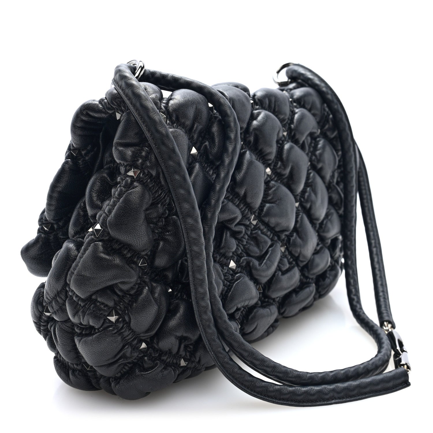Valentino Garavani Nappa Medium Spikeme Shoulder Bag Black 2 of 8