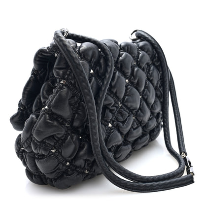 Valentino Garavani Nappa Medium Spikeme Shoulder Bag Black 2 of 8