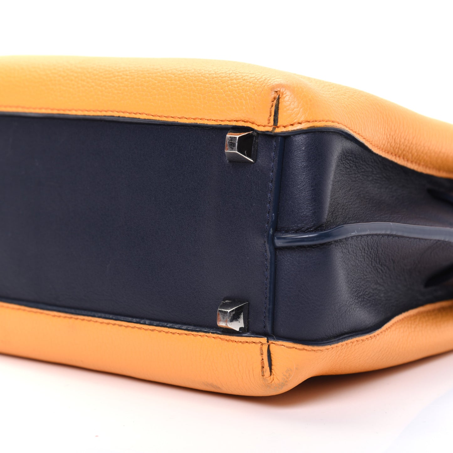 Grained Calfskin Bi-Color Mini Milla Tote Yellow Black