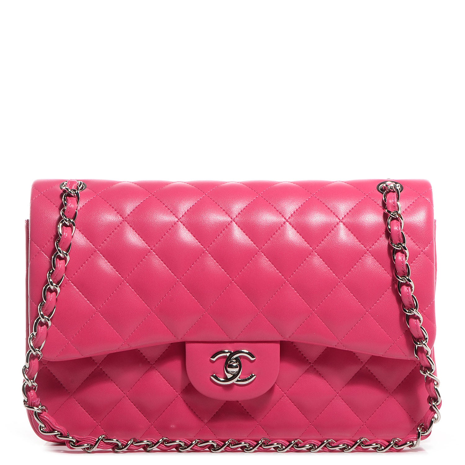 Chanel Lambskin Jumbo Double Flap Dark Pink 1 of 9
