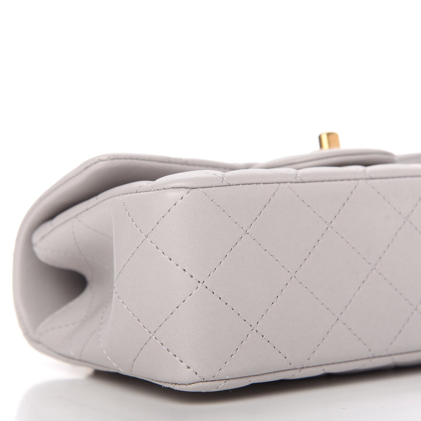 Lambskin Quilted Mini Top Handle Rectangular Flap Grey