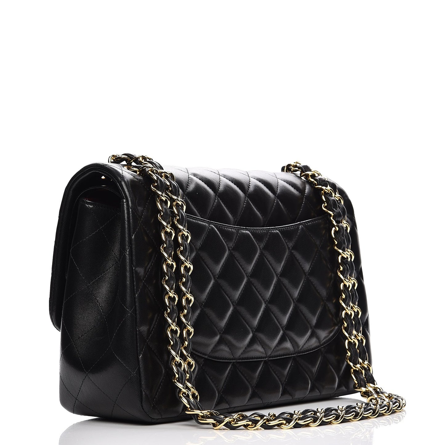 Lambskin Quilted Jumbo Double Flap Black