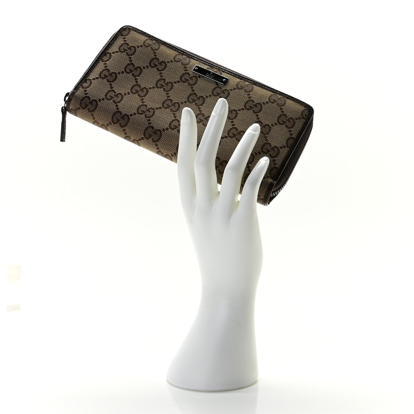 Monogram Metal Bar Zip Around Wallet Dark Brown