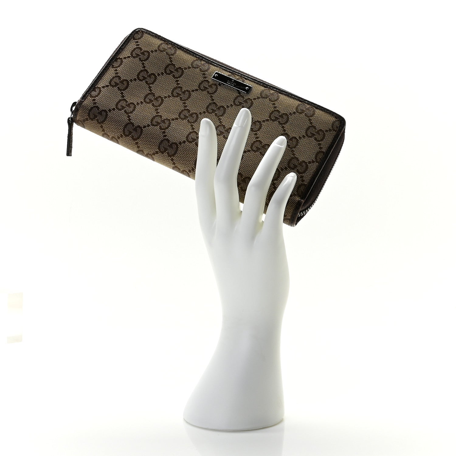 Gucci Monogram Metal Bar Zip Around Wallet Dark Brown 2 of 11