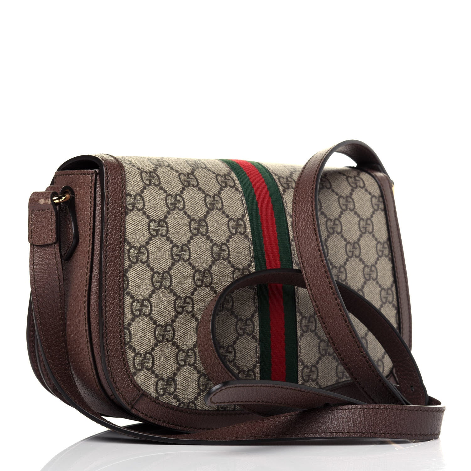 Gucci GG Supreme Monogram Web Small Ophidia Flap Messenger Bag Brown 3 of 15