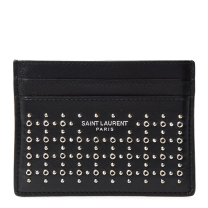 Saint Laurent Calfskin Studded Credit Card Case Black 1 of 7