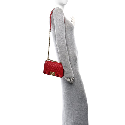 Chanel Lambskin Quilted Small Boy Flap Dark Red 2 of 10