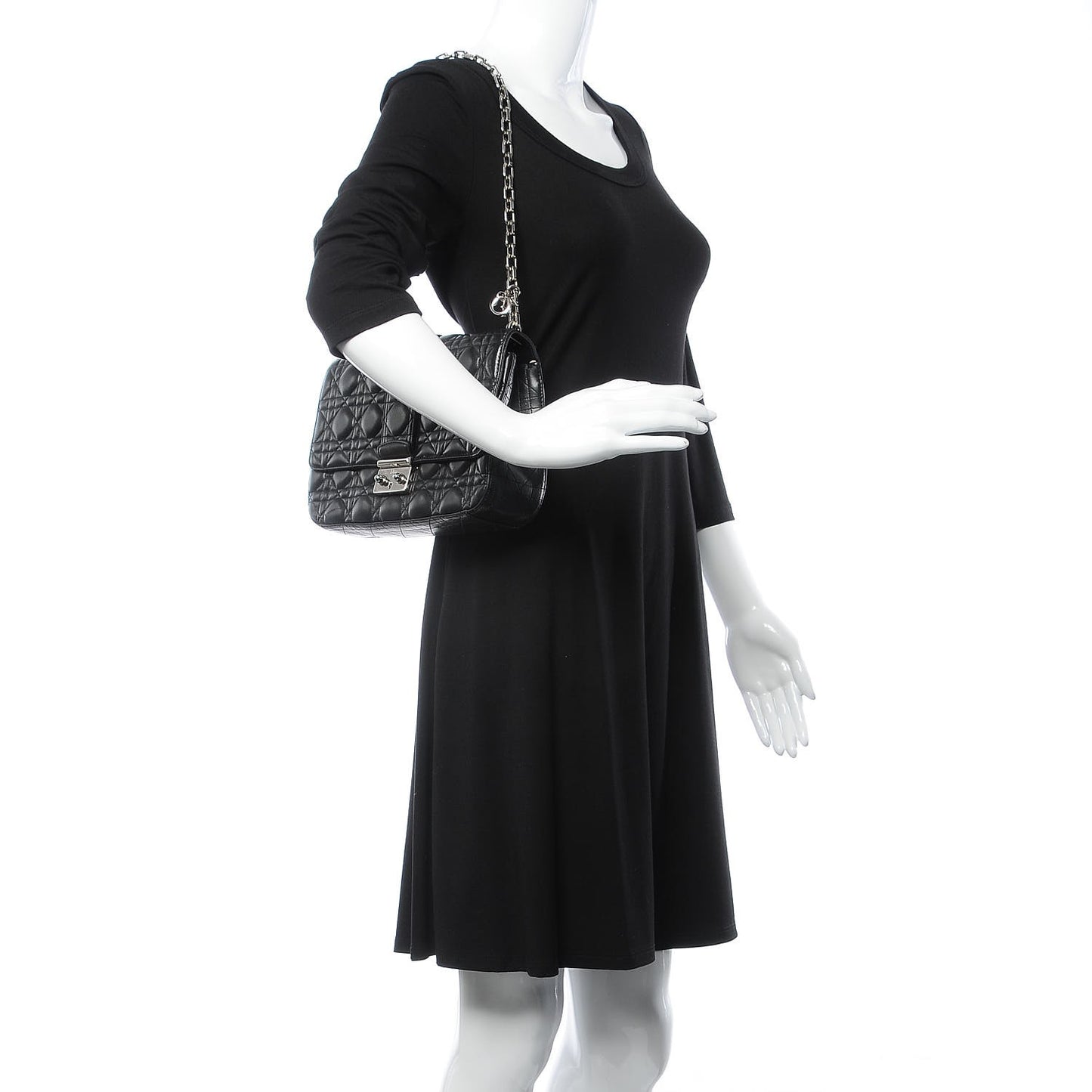 Lambskin Cannage Medium Miss Dior Flap Black