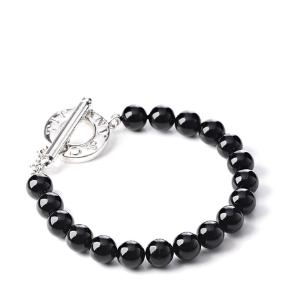 Tiffany Sterling Silver Black Onyx Bead Toggle Bracelet 3 of 5