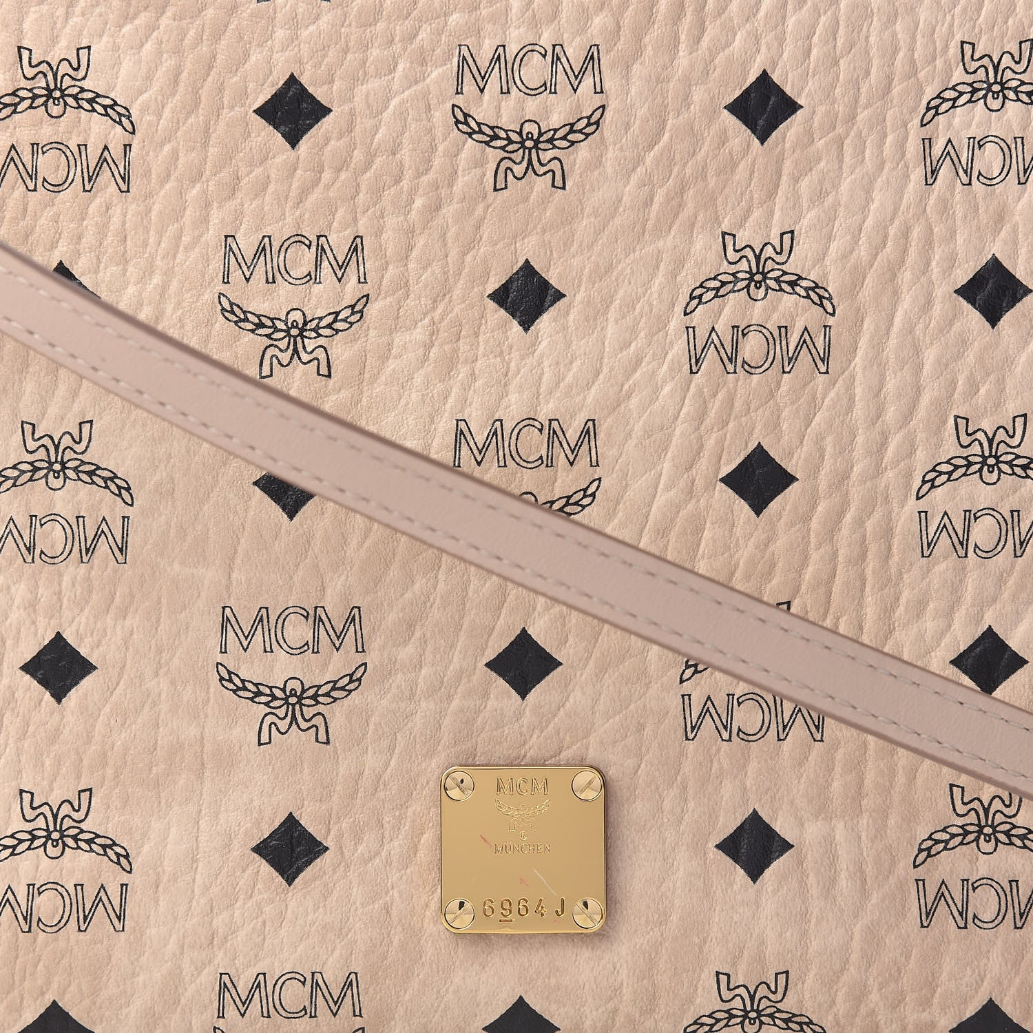 MCM Visetos Medium Essential Shoulder Bag Beige 9 of 11