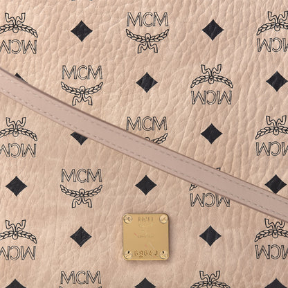 MCM Visetos Medium Essential Shoulder Bag Beige 9 of 11