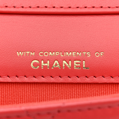 Chanel Shiny Lambskin Quilted Card Holder On Chain Pink 7 of 11