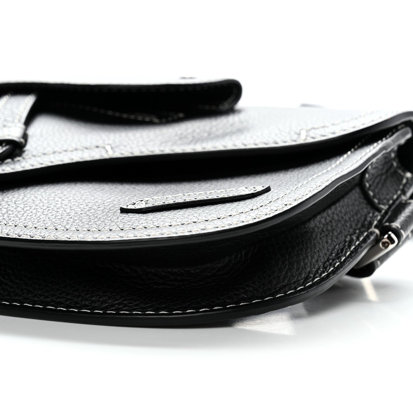 X KAWS Grained Calfskin Saddle Pouch Black