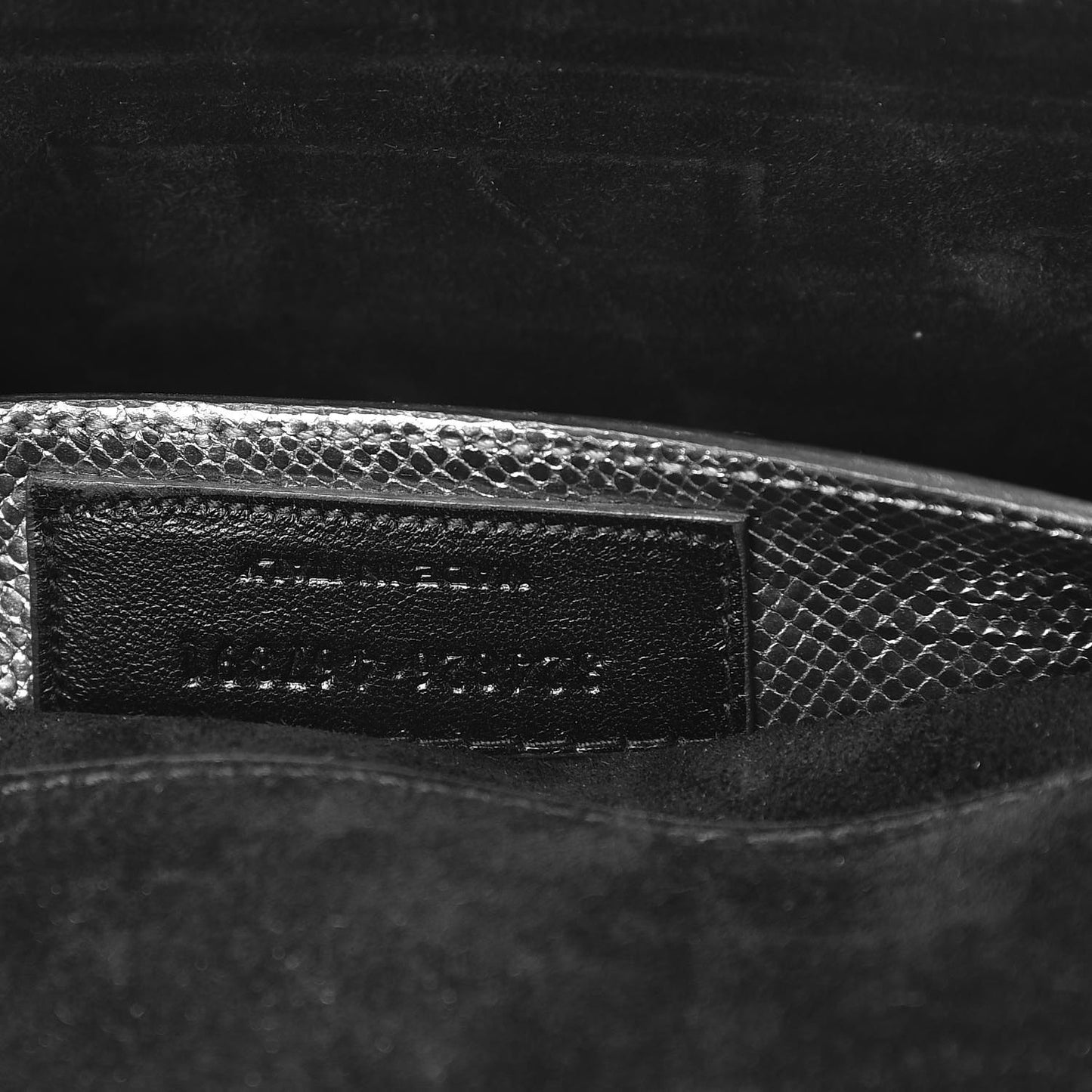 Metallic Calfskin Lizard Printed Lutetia Flap Clutch Silver