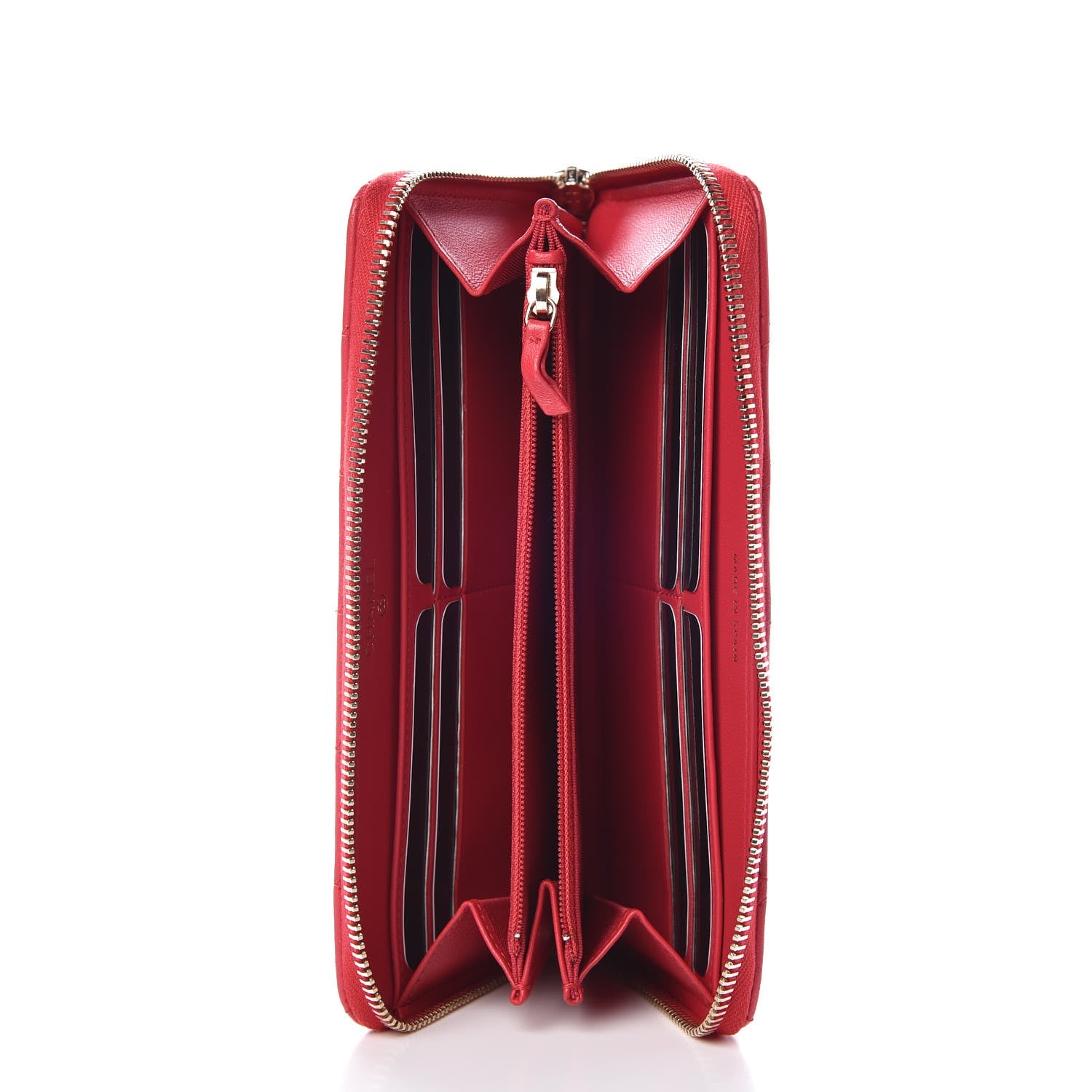 Chanel Lambskin Quilted Large Gusset Zip Around Wallet Red 5 of 8