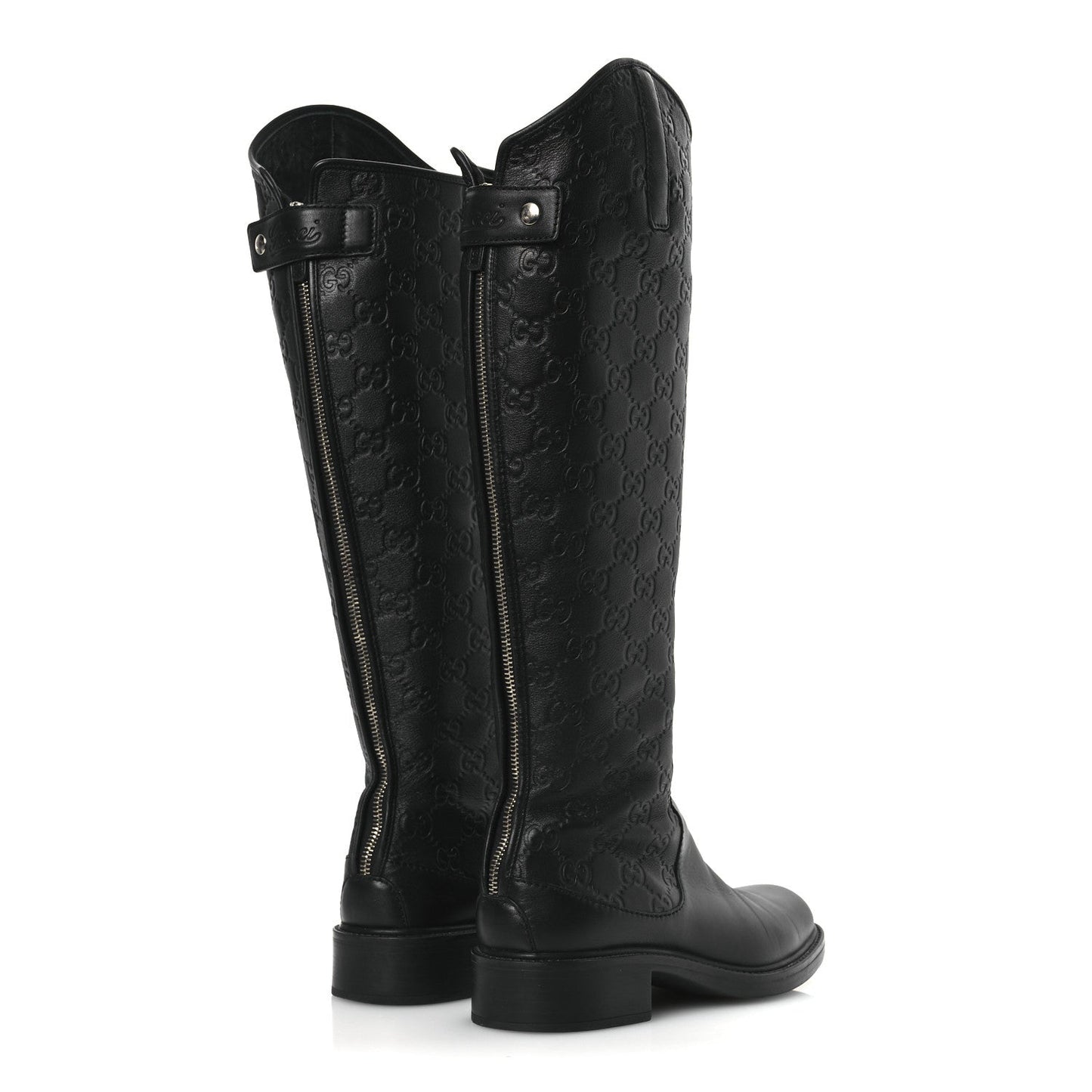 Guccissima Calfskin Miro Soft Knee High Riding Boots 35.5 Black