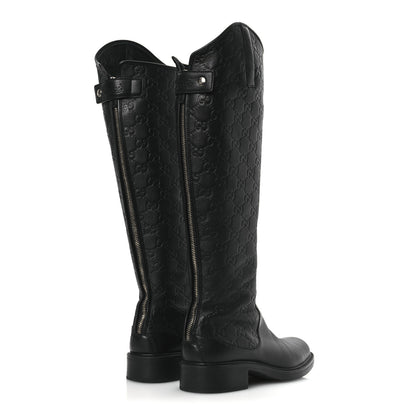 Gucci Guccissima Calfskin Miro Soft Knee High Riding Boots 35.5 Black 5 of 10