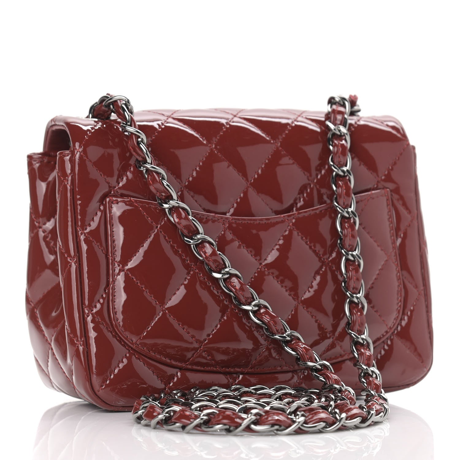Chanel Patent Quilted Mini Square Flap Red 2 of 8