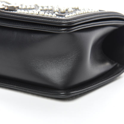 Chanel Calfskin Pearl Chevron Medium Boy Flap Black 10 of 13