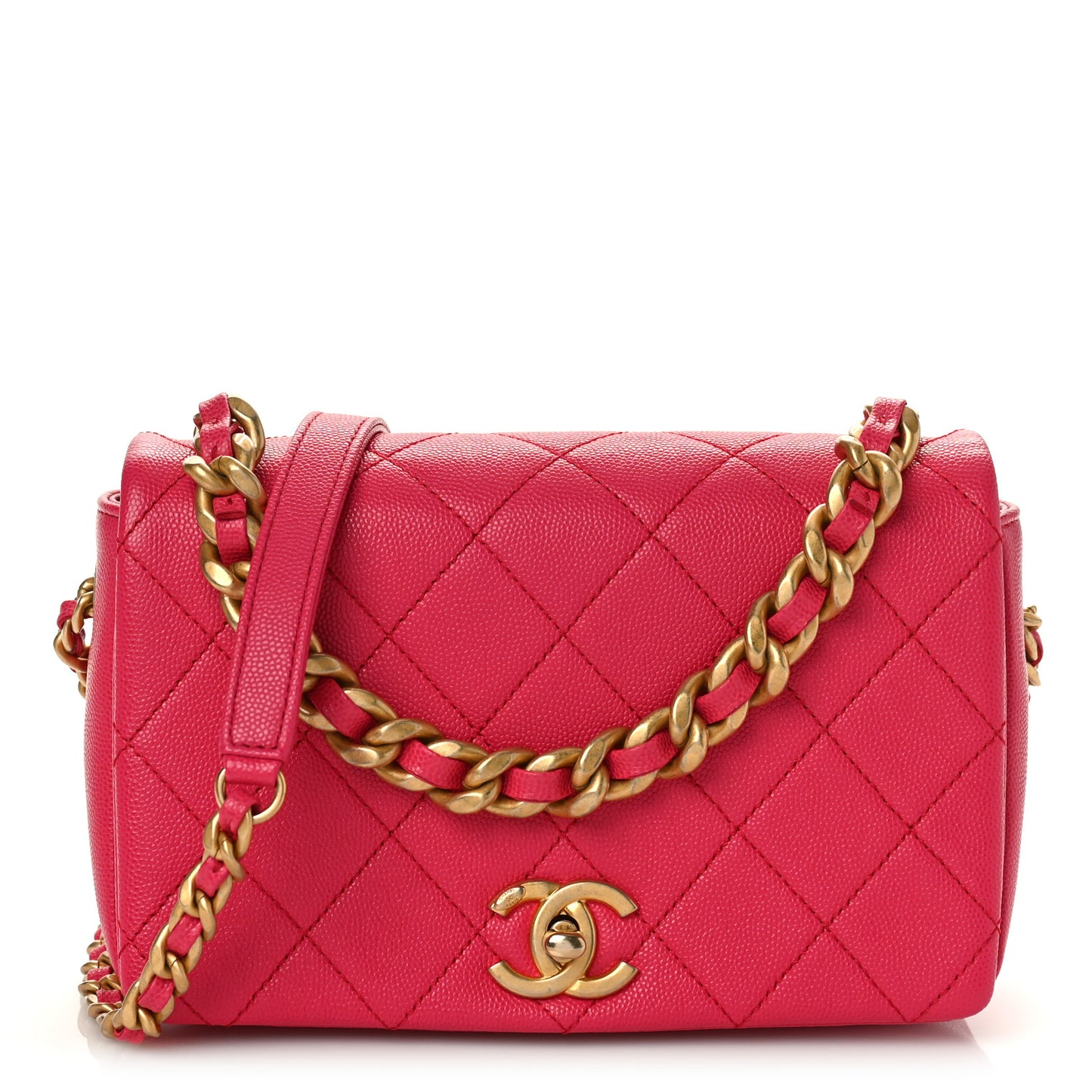 Caviar Quilted Small Fashion Therapy Flap Bag Dark Pink