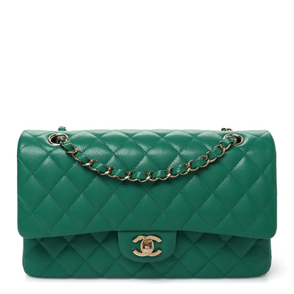 Chanel Caviar Quilted Medium Double Flap Green 1 of 10