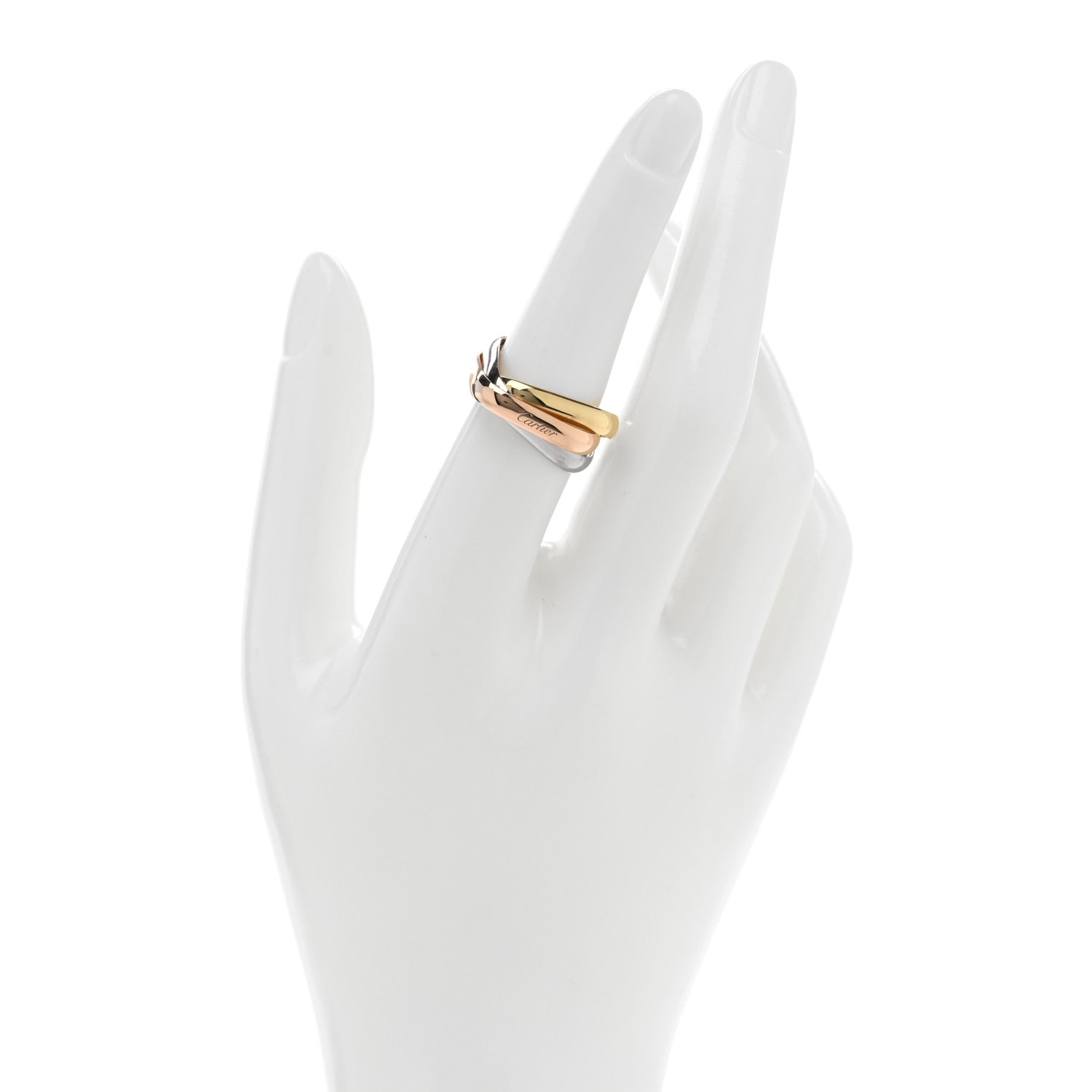 Cartier 18K Pink Yellow White Gold Medium Trinity Cushion Ring 55 7.25 2 of 5