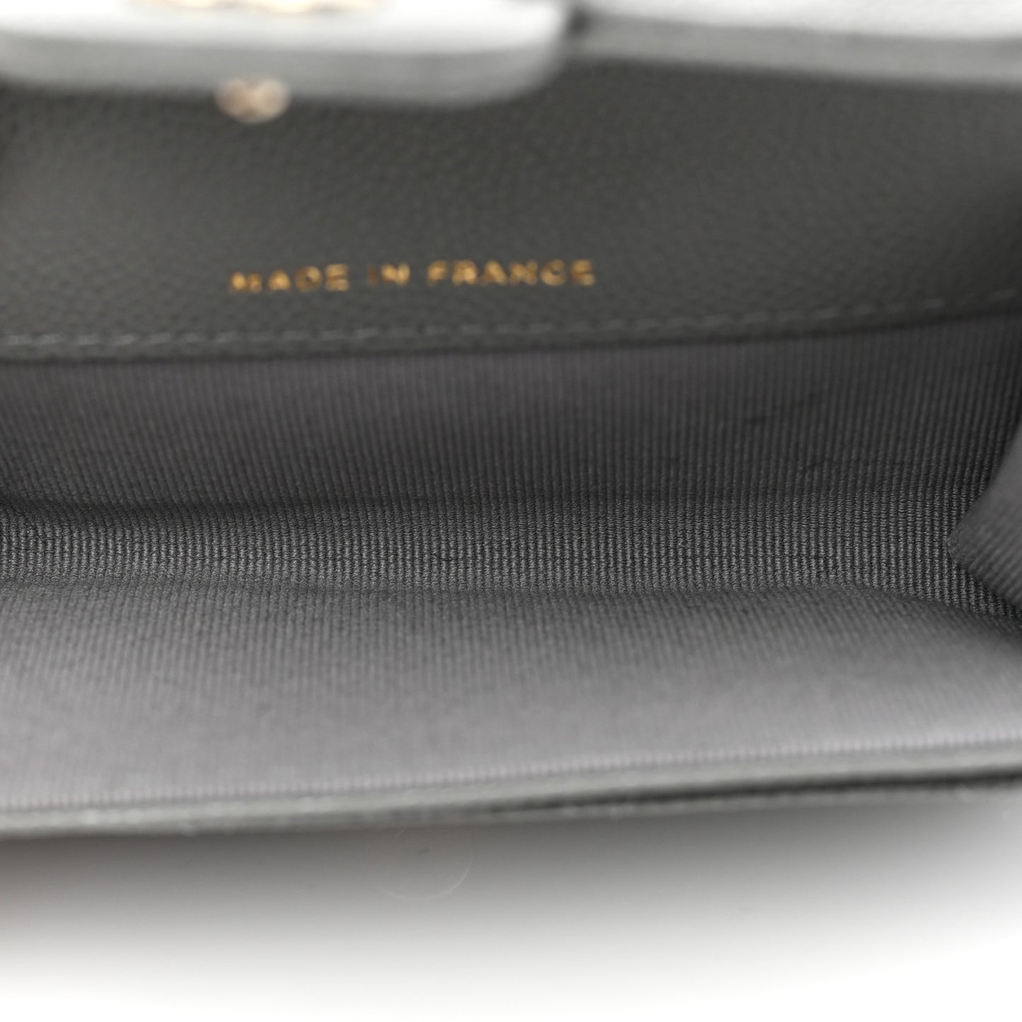 Caviar Quilted Flap Card Holder Wallet Dark Grey