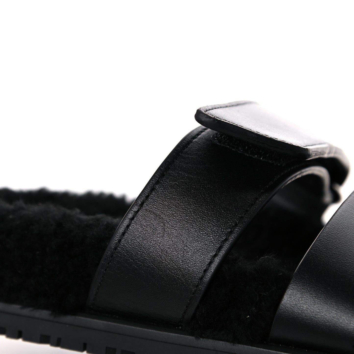 Calfskin Woolskin Womens Chypre Sandals 37 Black