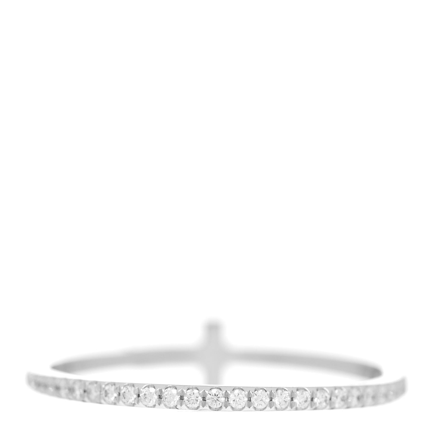 18K White Gold Diamond T Wire Pave Ring 58 8.5