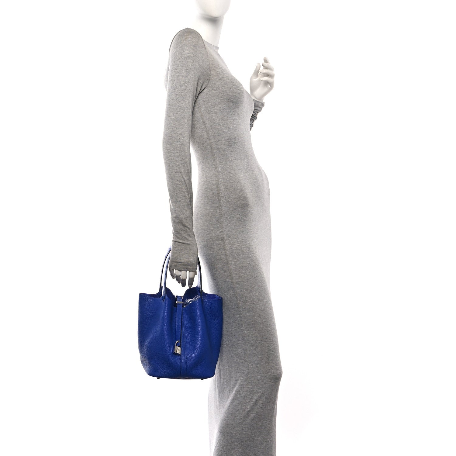 Hermes Taurillon Clemence Matte Alligator Picotin Lock Touch 22 MM Bleu Electrique 2 of 10