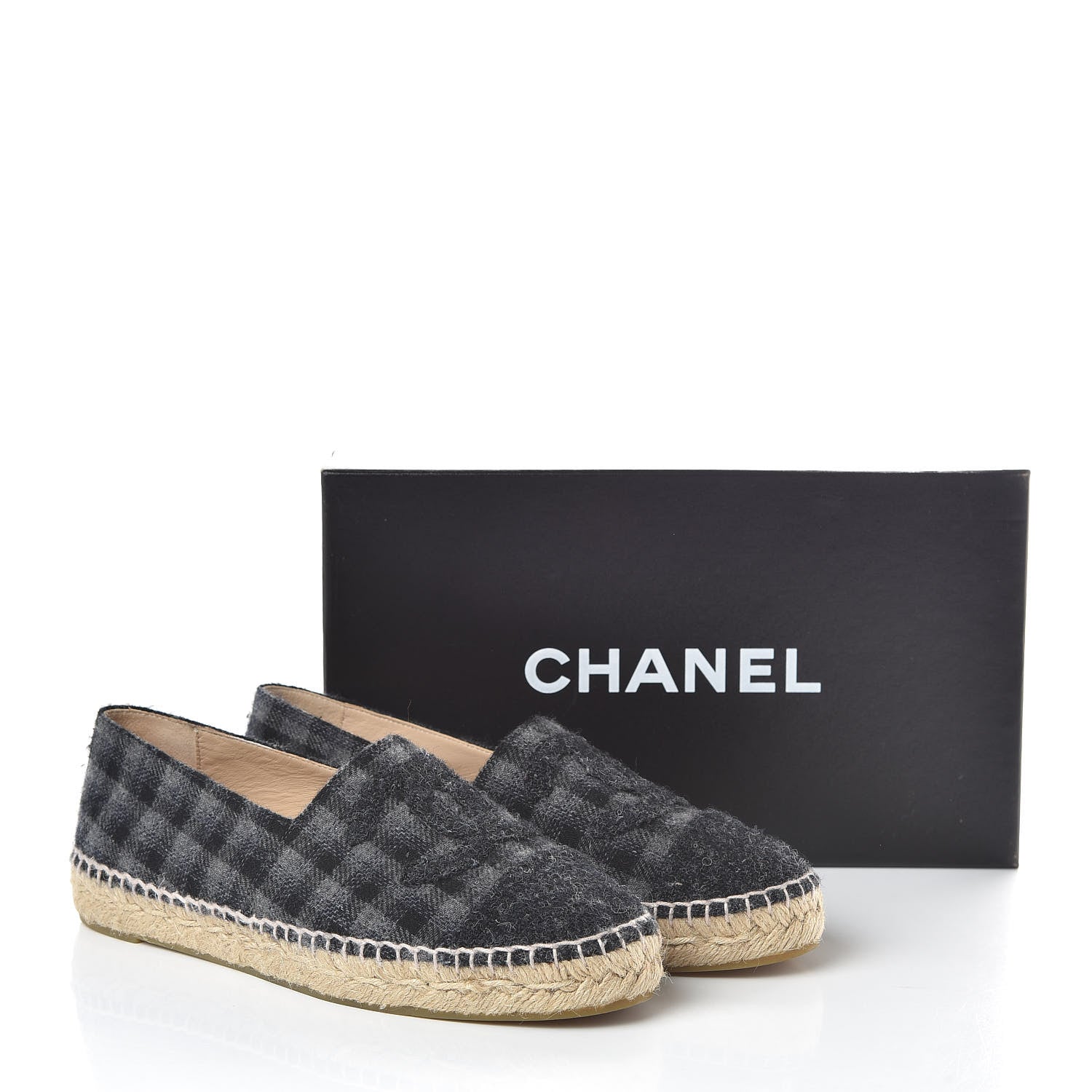 Chanel Flannel CC Espadrilles 38 Dark Grey Black 8 of 8