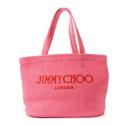 Jimmy Choo Raffia London Logo Beach Tote Pink 1 of 9