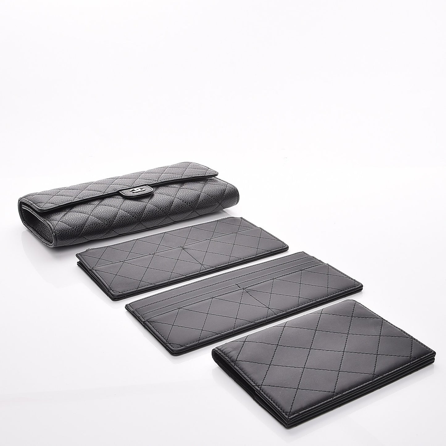 Caviar Quilted Travel Wallet Black