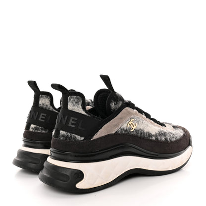 Chanel Fabric Suede Calfskin CC Sneakers 40 Gray 4 of 13
