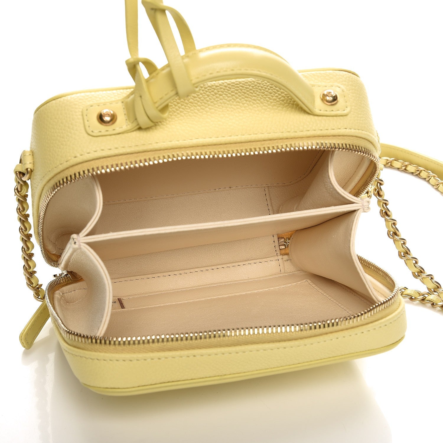 Chanel Caviar Quilted Small CC Filigree Vanity Case Yellow 5 of 9